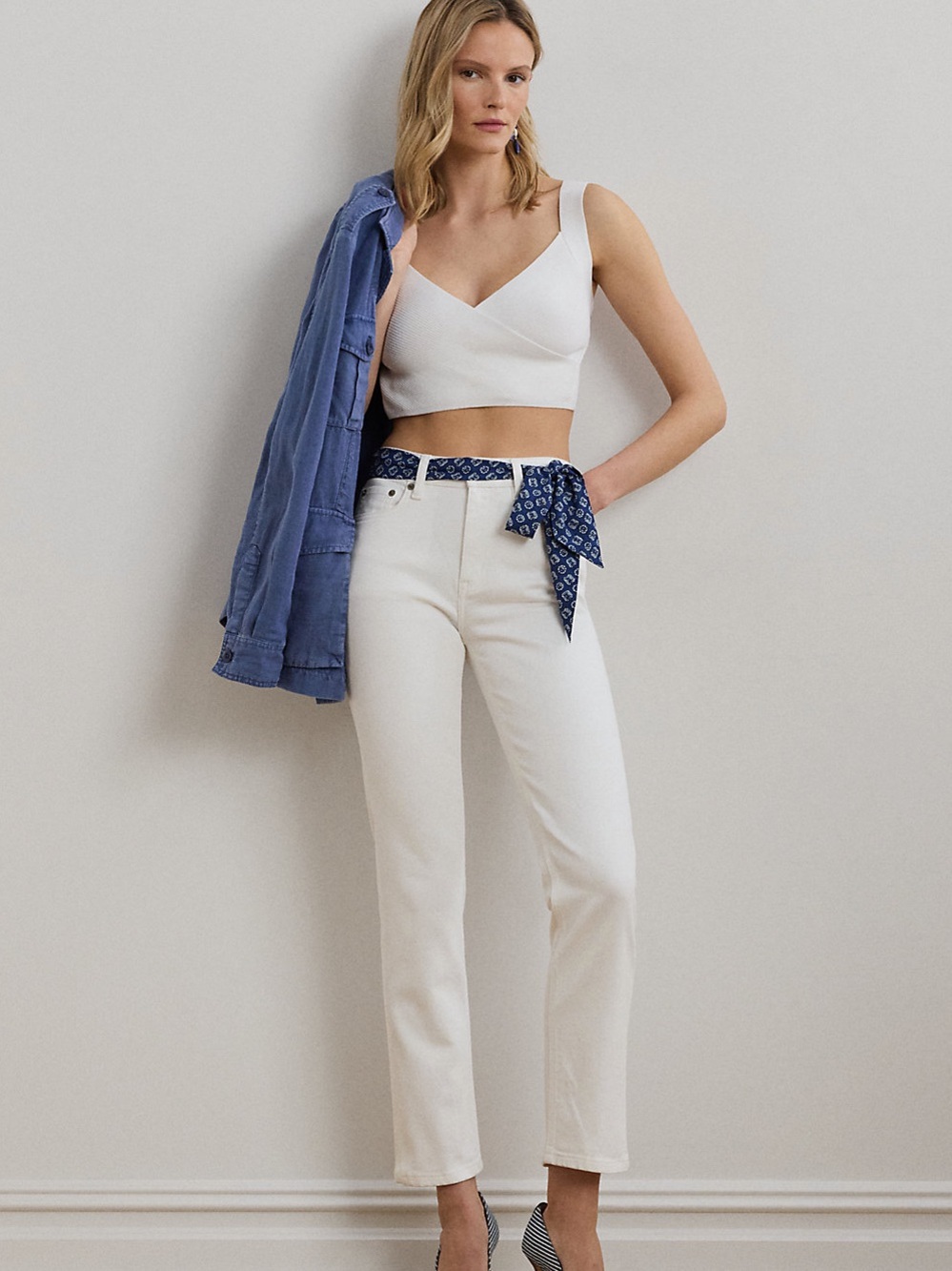 NWT Lauren Ralph Lauren High-Rise Straight Ankle Jean White Wash